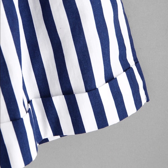 SOLD OUT❗️Striped Self Tie Waist Shorts - Picture 4 of 8